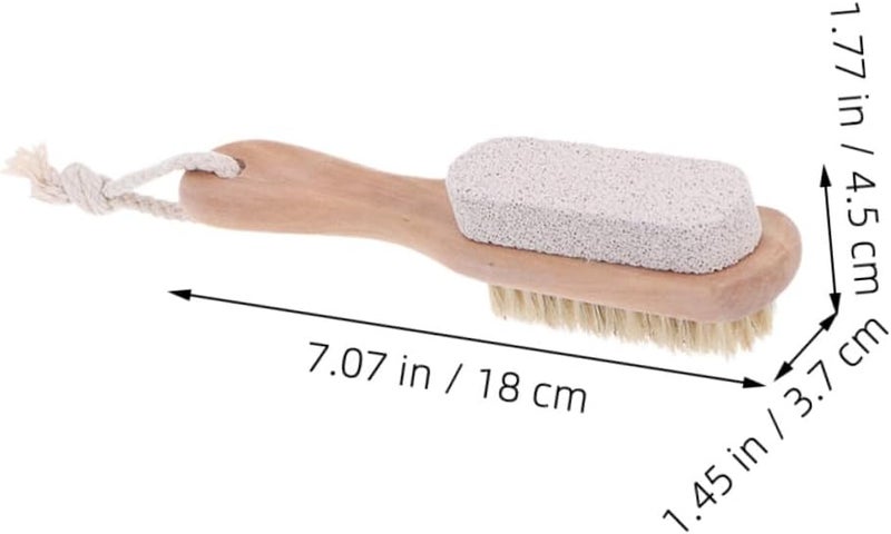 3pcs Dual-Sided Foot Brush Pumice Stone and Bristle Scrubber with Wooden Handle for Dead Skin Exfoliation and Callus Removal Suitable for Shower Foot Care - Image 2