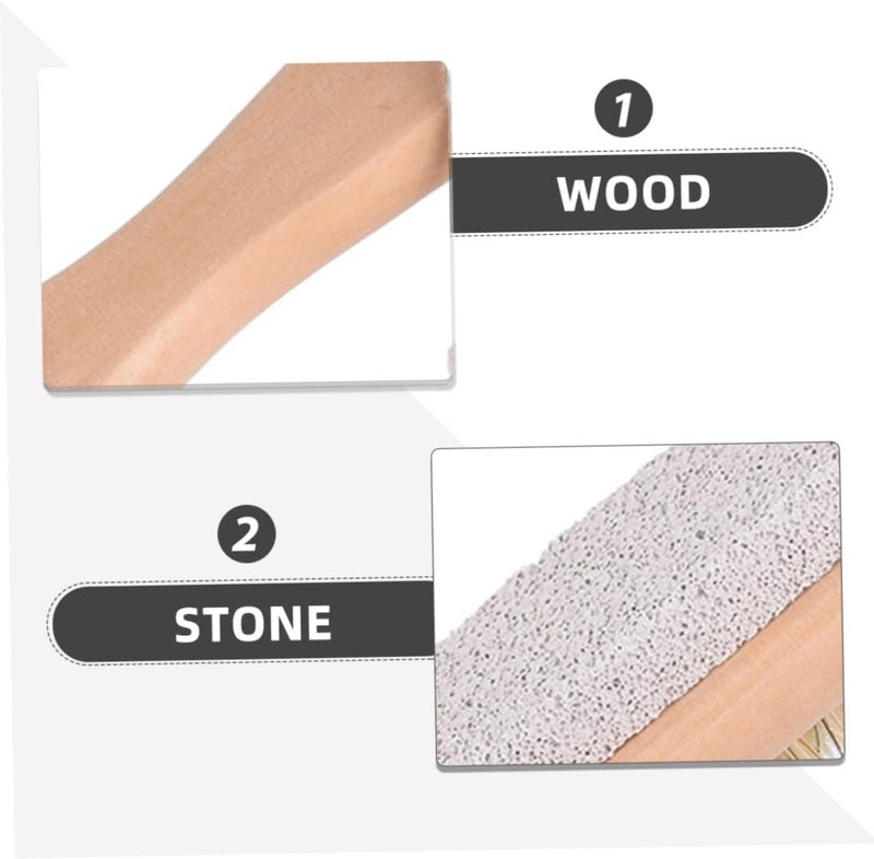 3pcs Dual-Sided Foot Brush Pumice Stone and Bristle Scrubber with Wooden Handle for Dead Skin Exfoliation and Callus Removal Suitable for Shower Foot Care - Image 3