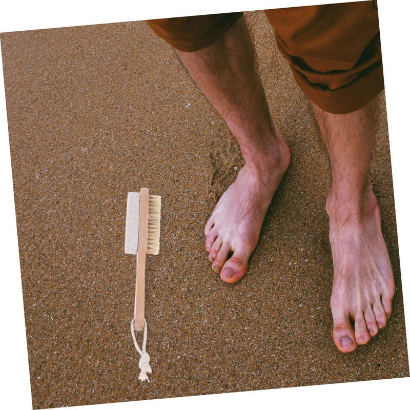 3pcs Dual-Sided Foot Brush Pumice Stone and Bristle Scrubber with Wooden Handle for Dead Skin Exfoliation and Callus Removal Suitable for Shower Foot Care - Image 4