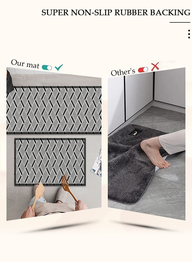 DUNISO قطعتان من سجاد ودواسات المطبخ غير القابلة للانزلاق، مجموعة سجادة مضادة للتعب في مدخل المطبخ، سجادة أرضية خلفية للمطبخ والحمام والمكتب 40*60 سم&amp;40*120 سم - Image 5