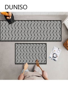 DUNISO 2PCS Non-Slip Kitchen Rugs and Mats, Anti-Fatigue Hallway Kitchen Runner Rug Set Backing Floor Mat for Kitchen Laundry Bathroom Office 40*60cm&40*120cm  - Image 1