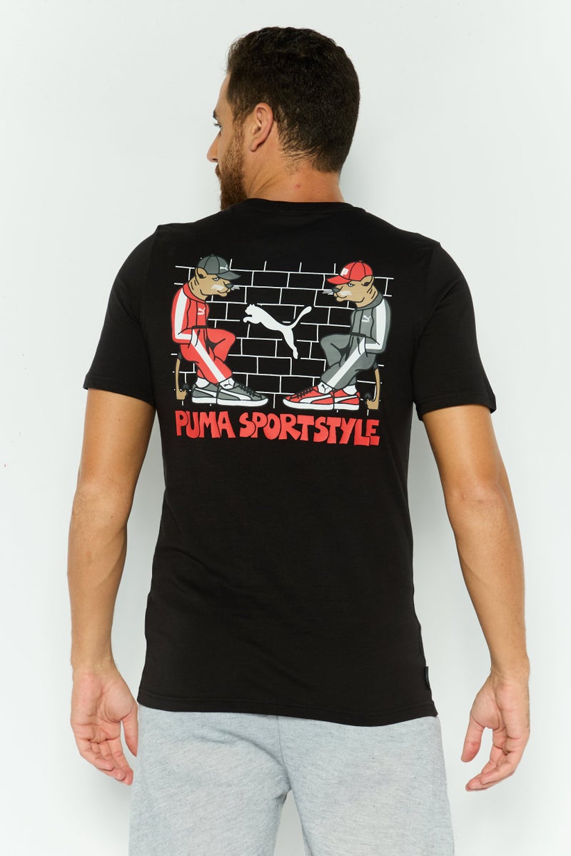 PUMA Men Sportswear Fit Short Sleeves Outdoor T-Shirt, Black Combo - Image 2