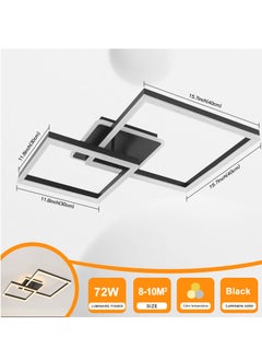 YATAI LIGHTING Modern LED Ceiling Light Fixture, LED Ceiling Light Living Room,72W Flush Mount Ceiling Light Dimmable Ceiling Chandelier Square Ceiling Lamp for Bedroom Dining Room Living room  - Image 3