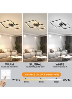 YATAI LIGHTING Modern LED Ceiling Light Fixture, LED Ceiling Light Living Room,72W Flush Mount Ceiling Light Dimmable Ceiling Chandelier Square Ceiling Lamp for Bedroom Dining Room Living room  - Image 5