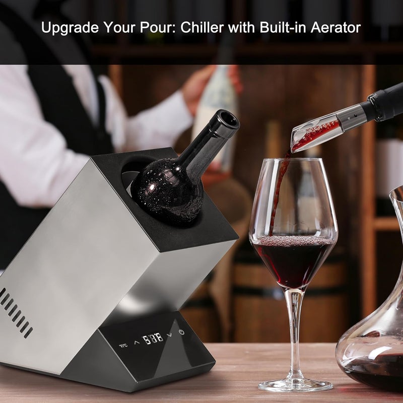 Cobalance Electric Wine Chiller, Single Bottle Cooler for 750ml Wine or Some Champagne,Stainless Steel Iceless Cooler Keep Cold Up to 24h,Kitchen,Bar and RV Vino Accessory,Gift for Vino Lover - Image 5
