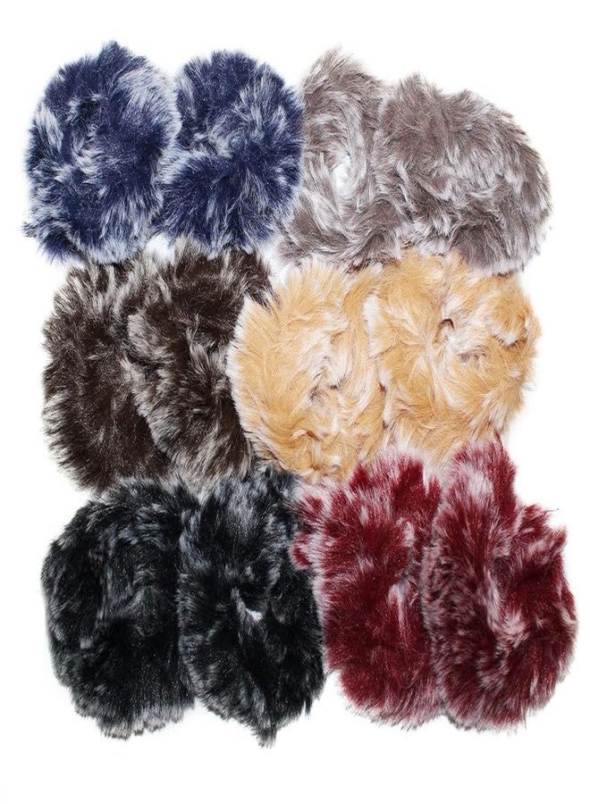 Minta Soft Fur Elastic Ponytail Rubber Band All Hair Tie Scrunchie for Girls and Women Multicolor (Pack of 12) - Image 1