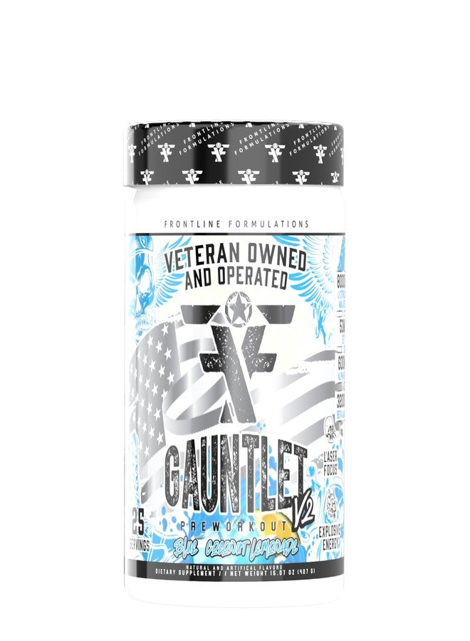 FRONTLINE FORMULATIONS Gauntlet Pre-Workout Powder, Explosive Workouts, Laser Focus, Mid Stim, Amazing Flavor, Veteran Owned and Operated (25 Servings, Blue Coconut Lemonade) - Image 1