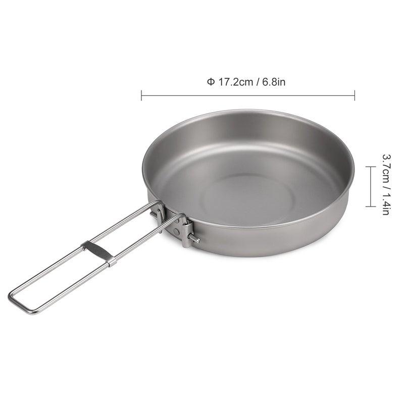 750ml Ultralight Titanium Frypan with Foldable Handle Outdoor Camping Hiking Picnic Cooking Frying Pan - Image 2