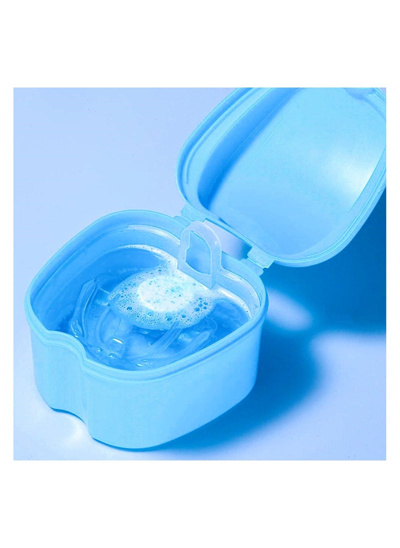 KHAJUL Denture Case Dental Mouthguard Case, Denture Bath Box Cleaning with Strainer Basket and Lid Waterproof (Blue)  - Image 4