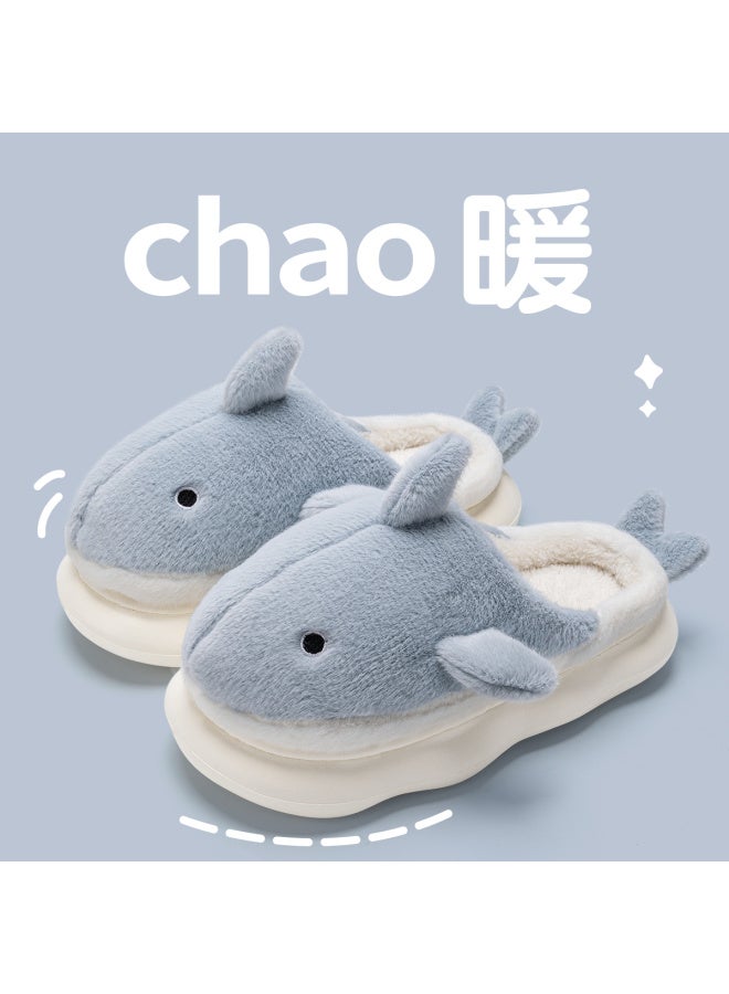 Women's Autumn And Winter  New Style Indoor Home Thick-soled Non-slip Warm Plush Slippers With A Stepping-on-clouds Feel