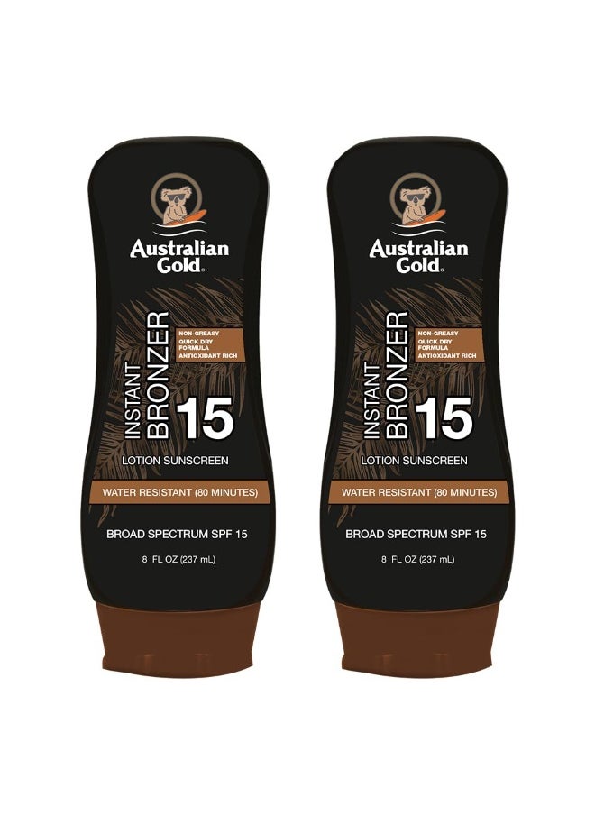Australian Gold Australian Gold SPF 15 Lotion Bronzer, Twin Pack, 8 FL Oz (Pack of 2)  - Image 1