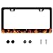 UNINDREM Red Flame License Plate Frame Fire Combustion Stainless Steel License Plate Frame Auto Parts Decoration with Screws License Plate Holder for Men Women 12x6 Inch - Image 2