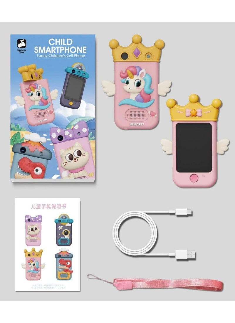 MOCOM Kids 3D Interactive Smart Phone with 360° Rotating HD Camera & Touch Screen | Educational Games, MP3 & Eye Protection | Durable, Child-Friendly Learning Toy for Ages 3+ Kids Gift  - Image 5