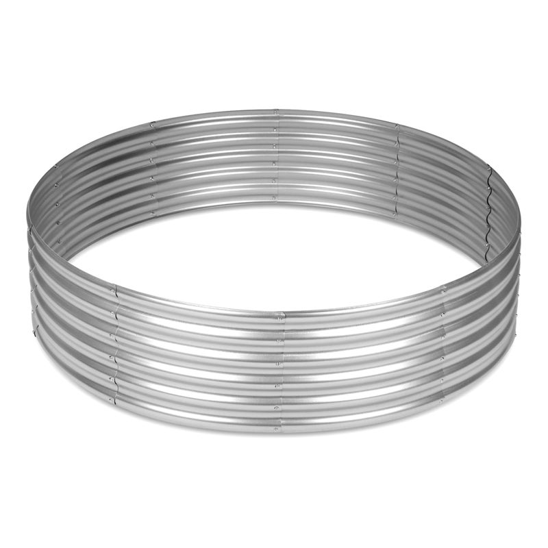 OUSHENG 4x4x1ft Round Galvanized Raised Garden Beds Outdoor Steel Fire Pit Ring Flower Planter Large Metal Above Ground Boxes Kit for Gardening Vegetables Outside