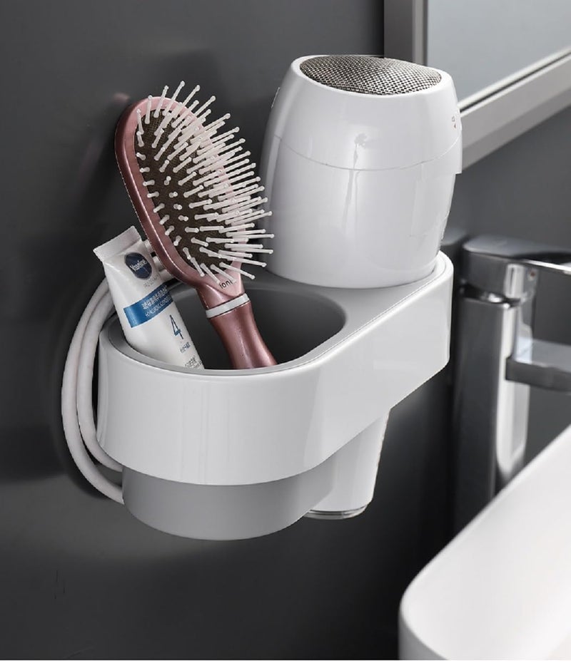 Tyzag Self Adhesive Hair Dryer Stand Holder For Wall Mounted, Hair Blow Dryer Styling Tools Rack, Hair Dryer Holder For Bathroom, Bathroom Organiser (Regular, Grey) - Image 2