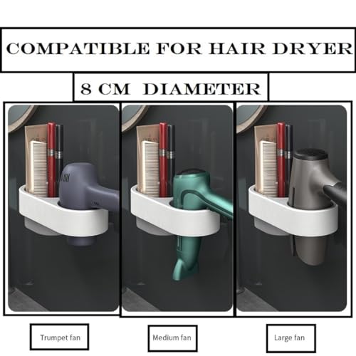 Tyzag Self Adhesive Hair Dryer Stand Holder For Wall Mounted, Hair Blow Dryer Styling Tools Rack, Hair Dryer Holder For Bathroom, Bathroom Organiser (Regular, Grey) - Image 5