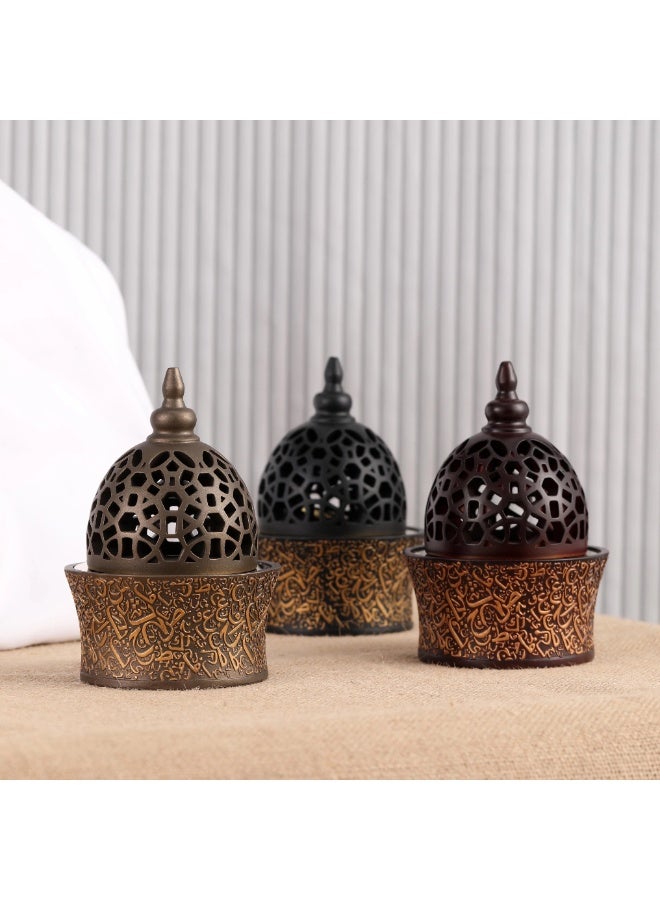 Premium Arabic Calligraphy Bakhoor Burner Brown – Decorative Oud & Incense Holder with Brass Bowl – Traditional Charcoal Mabkhara for Home, Office & Majlis – Elegant Gift Idea - Image 4