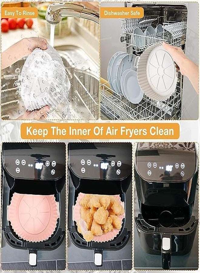 Whixant Set of 2 pcs Air Fryer Silicone Pot, Reusable Air Fryer Liners, Round Air Fryer Basket Replacement of Parchment Paper Liners for Baking Roasting Oven Microwave - Multicolor - Image 4