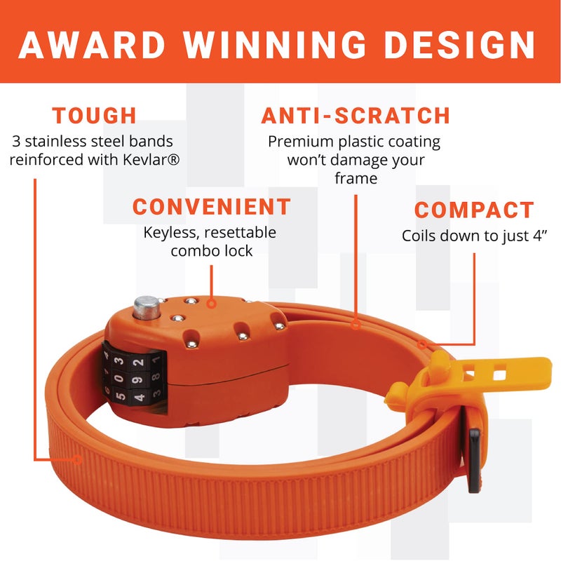 OTTOLOCK Combination Bike Lock | Lightweight & Compact | Theft Deterrent for Quick Stops | Cycling, E-Mobility, & Outdoor Gear (OTTO Orange, 30 Inch) - Image 5