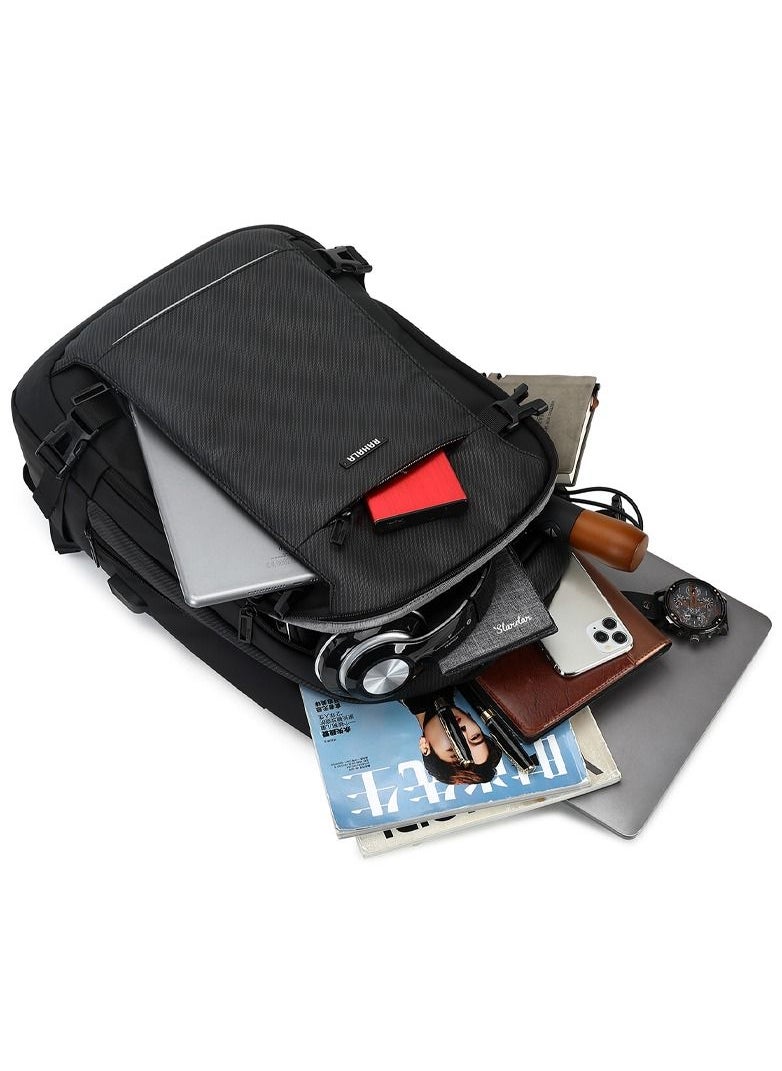 RAHALA - EF91M 15.6-inch Casual Laptop Fashion Business Outdoor Large Capacity Backpack Bag - Black - Image 1