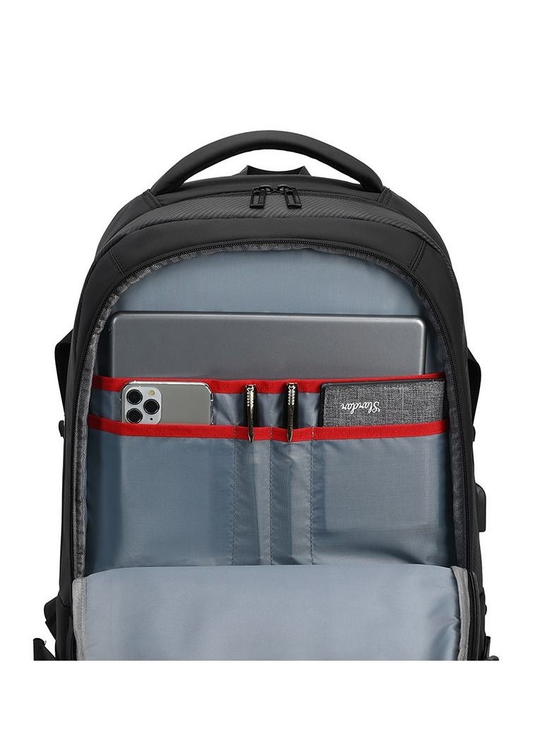 RAHALA - EF91M 15.6-inch Casual Laptop Fashion Business Outdoor Large Capacity Backpack Bag - Black - Image 1