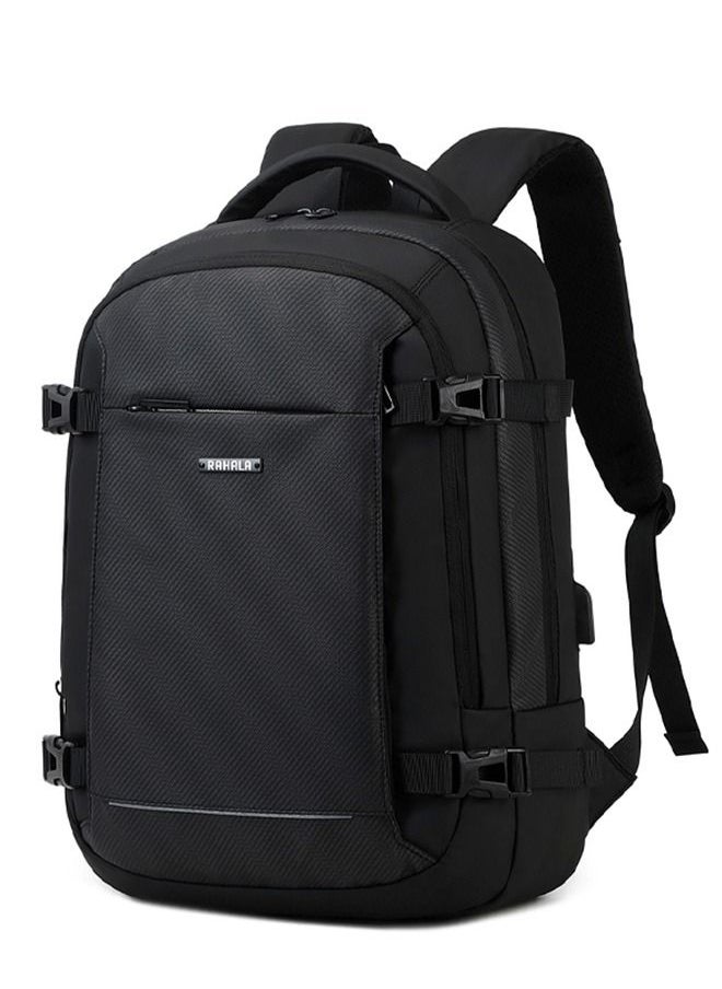 RAHALA - EF91M 15.6-inch Casual Laptop Fashion Business Outdoor Large Capacity Backpack Bag - Black - Image 1