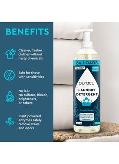 puracy Liquid Enzyme Laundry Detergent -1,4 Dioxane Free, Natural, Scent-Free Gentle Laundry Detergent Liquid Concentrate Laundry Pouch with Stain Fighting Enzymes (Fresh Linen, 16 fl oz, 64 Loads)  - Image 3