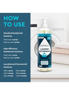 puracy Liquid Enzyme Laundry Detergent -1,4 Dioxane Free, Natural, Scent-Free Gentle Laundry Detergent Liquid Concentrate Laundry Pouch with Stain Fighting Enzymes (Fresh Linen, 16 fl oz, 64 Loads)  - Image 4