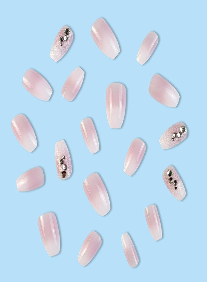 WAFOLOZE Coffin Press on Nails Medium Girls Fake Nails with Ombre&Glitter High-end Designs Acrylic Glue on Nails Artificial False Nails Press Ons Stick on Nails for Women - Image 4