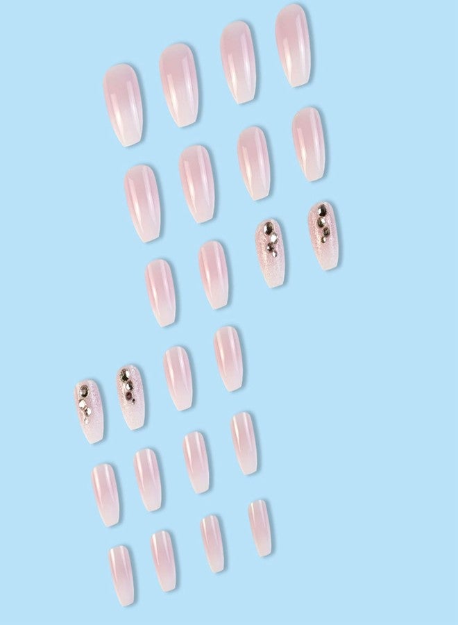 WAFOLOZE Coffin Press on Nails Medium Girls Fake Nails with Ombre&Glitter High-end Designs Acrylic Glue on Nails Artificial False Nails Press Ons Stick on Nails for Women - Image 3