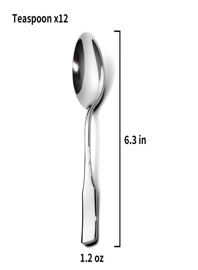 Alata Kate Teaspoons, Set of 12, Stainless Steel Flatware, Mirror Polished Cutlery, Dishwasher Safe - Image 3