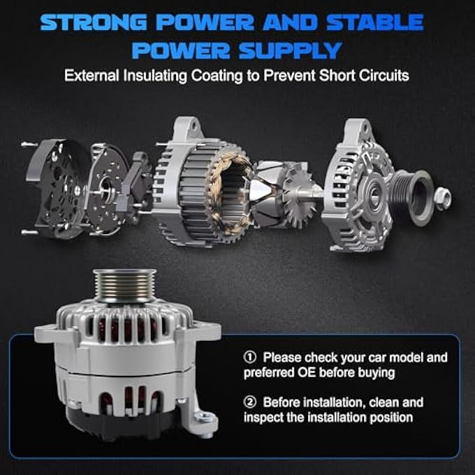 YOMALL Alternator 11256 for 2007-2015 Armada 5.6L / Xterra 4.0L for 2012-2019 NV1500/ NV2500/ NV3500 for 2008-2012 Pathfinder for Equator 4.0L for TITAN for QX56 5.6L 130A 7PK 23100ZH00A 2650538 - Image 5