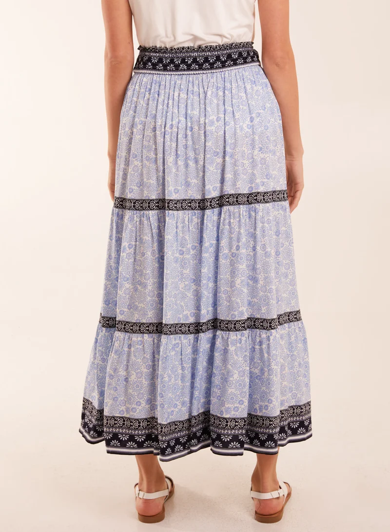 بلو فانيلا Contrast Printed Tiered Skirt