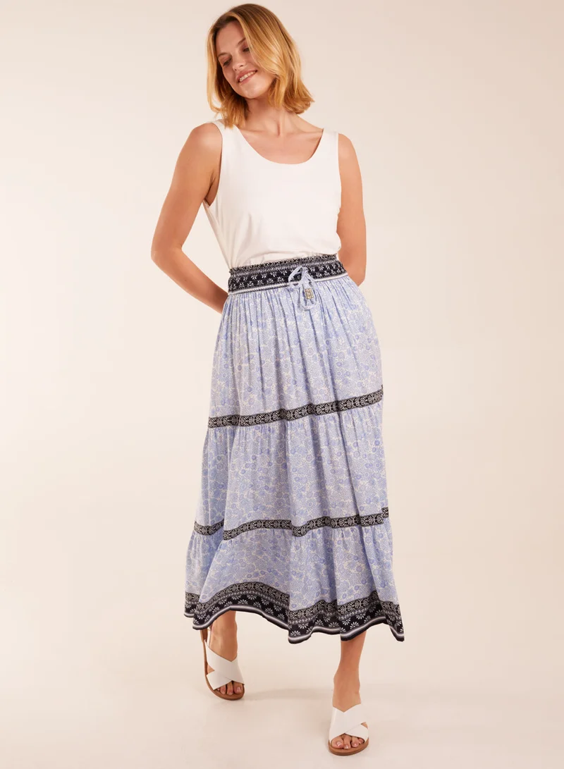 بلو فانيلا Contrast Printed Tiered Skirt