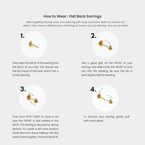 NONTAI Titanium Nose Jewelry 20G Flat Back Earrings Nose Piercing Lobe Cartilage Piercing Tiny Stud Earrings for Women - Image 5