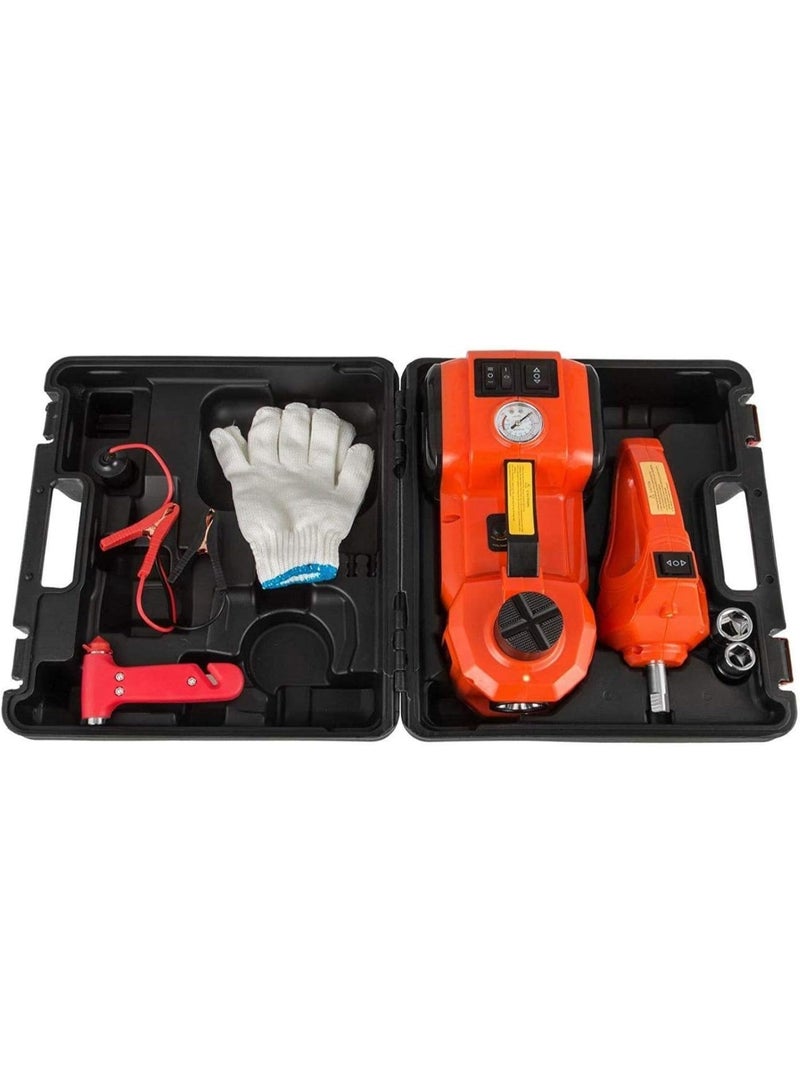 توبيز رافعة سيارات كهربائية من توبي، 5 أطنان، 12 فولت، رافعة هيدروليكية (نطاق الرفع: 6.1-17.7 بوصة) مع منفاخ هواء، رافعة كهربائية للسيارات وسيارات الدفع الرباعي وسيارات السيدان وسيارات الميني فان، لتغيير الإطارات، طقم إصلاح طوارئ في المرآب - Image 1