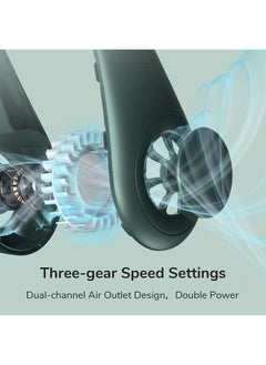 LIMOS Portable Neck Fan, Hands-Free Bladeless Fan, 4000 mAh Battery Operated Wearable Personal Fan, Leafless, Rechargeable, Headphone Design, USB Powered Desk Fan,3 Speeds(Green)2  - Image 2