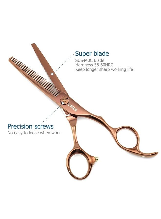 KINSARO 6 Inch Hair Thinning Scissors Hair Thinning Shears Professional Hair Scissors Barber Scissors 440C Thinning Shears Convex Edge KINSARO - Image 2