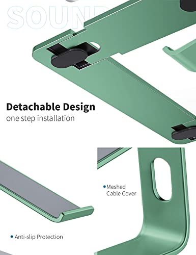 SOUNDANCE Laptop Stand, Aluminum Computer Riser, Ergonomic Laptops Elevator for Desk, Metal Holder Compatible with 10 to 15.6 Inches Notebook Computer, Green - Image 5