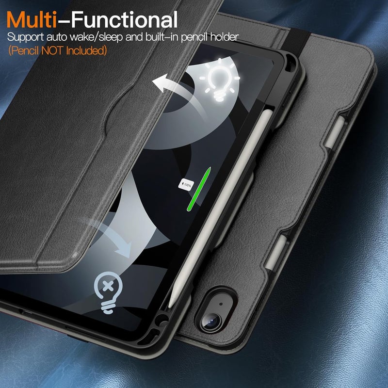 جي تيك حافظة لجهاز آيباد إير 11 بوصة M2 (2024)، آيباد إير 5/4 (10.9 بوصة، موديل 2022/2020، 5/4)، غطاء واقٍ من الجلد الصناعي مع جيب، رؤية متعددة الزوايا (رمادي فضائي) - Image 5