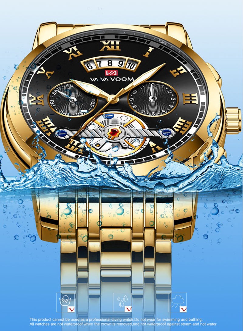 VA VA VOOM Men's 3-Dial Decorative Water Resistance Metal Analog Quartz Wrist Watch - Image 3