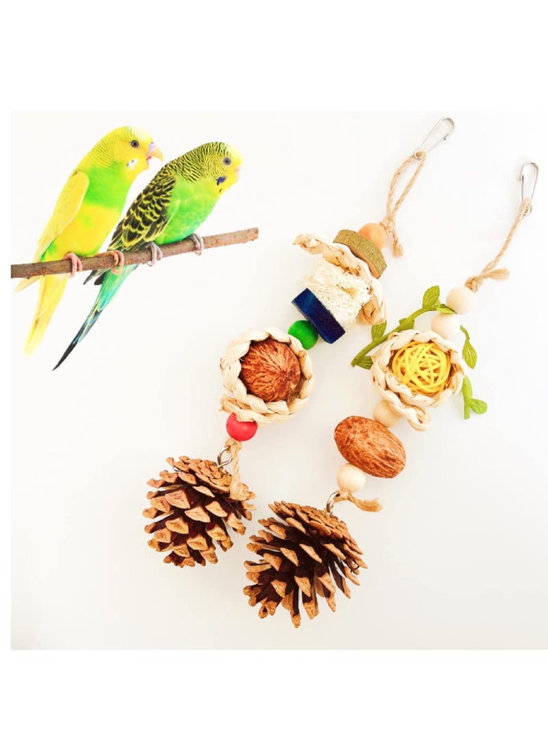 Excefore - Parrot Toys,  Bird Chewing Foraging Toys with Natural Pine Cones for Bird Cage, Hanging Bird Toys for Parakeets Cockatiel African Grey Small Parrots Lovebirds - Image 1