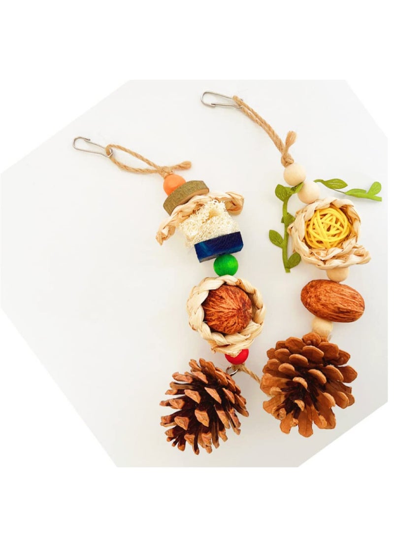 Excefore - Parrot Toys,  Bird Chewing Foraging Toys with Natural Pine Cones for Bird Cage, Hanging Bird Toys for Parakeets Cockatiel African Grey Small Parrots Lovebirds - Image 1