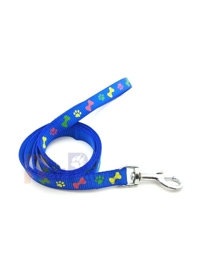 Puppy Collar And Leash Set Printed With Bell, Adjustable Nylon Collar With Leash Set For Small Dogs, Quick Release And Breathable Collar Set For Puppies, Dog & Cat 15 Mm (Blue - Pattern 2) - Image 3