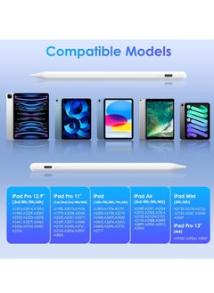 Generic Stylus Pen for iPad 9th & 10th Generation - Tilt Function & 2X Faster Charging Compatible with 2018-2022 10/9/8/7/6 Air 3/4/5 Mini 5/6 Pro 11"/12.9" White  - Image 2