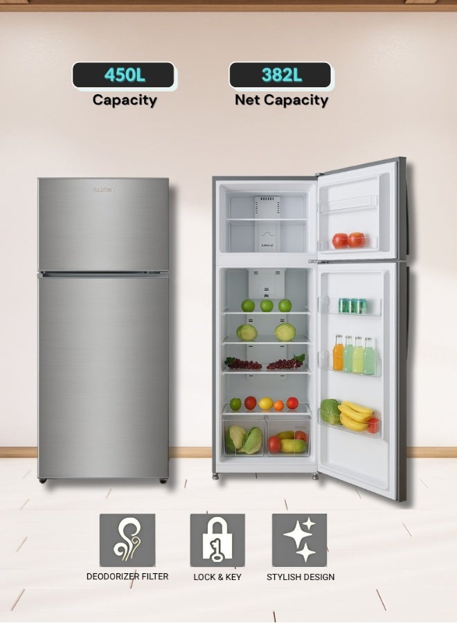 Admiral 450L Gross - 348L Net Capacity, Double Door Top Mount Refrigerator, Recessed Handle, Electronic Control, No Frost , Multi Flow ADTM45MSP Inox - Image 3