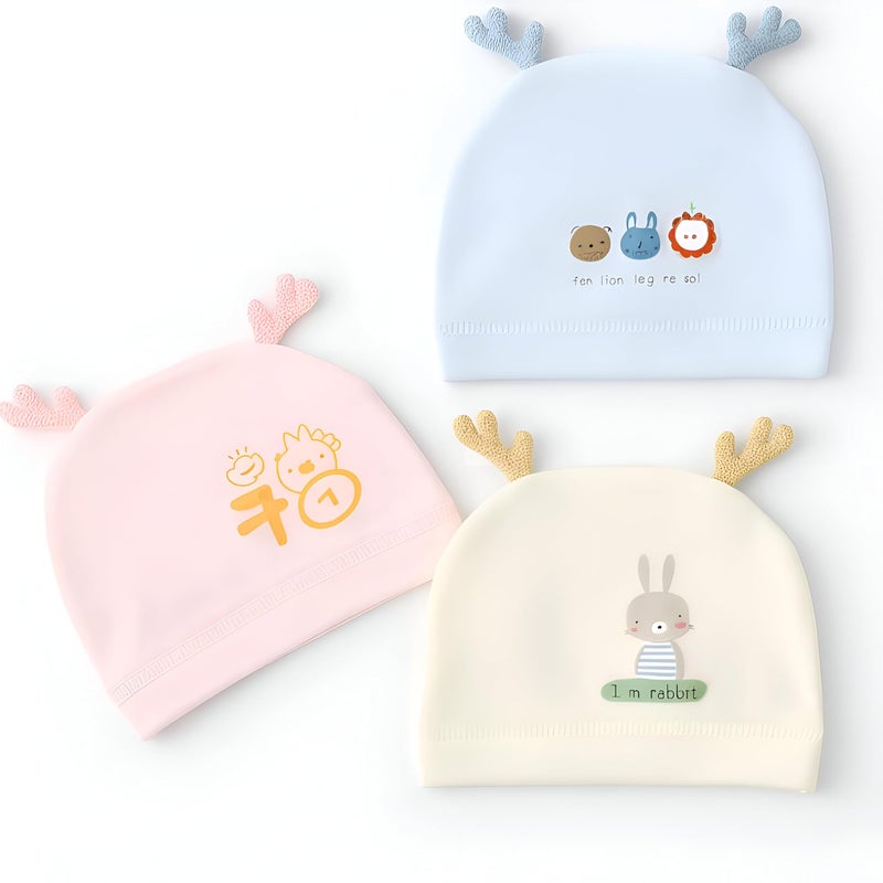 Baby horn hat and fun cartoon – soft and warm energy to protect the baby's head and add a nice touch to his daily look (Pink) - Image 2