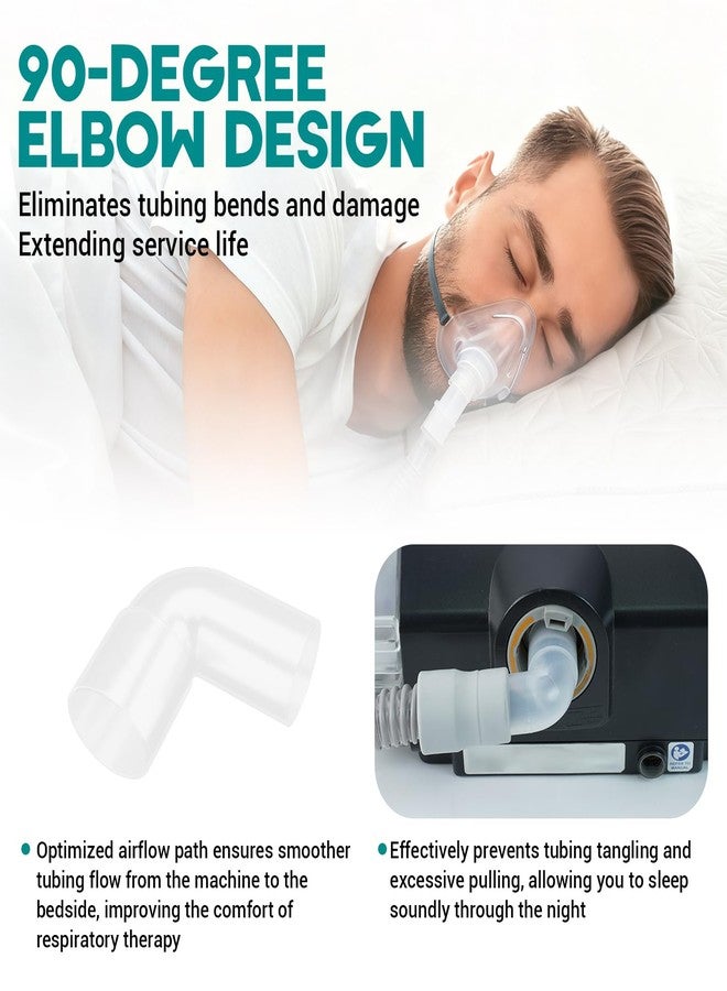 عبوة من قطعتين من وصلات كوع CPAP، محول خرطوم CPAP بزاوية 90 درجة، متوافق مع أجهزة AirSense 10 و AirCurve 10 و AirStart 10 و ResMed 11. - Image 2