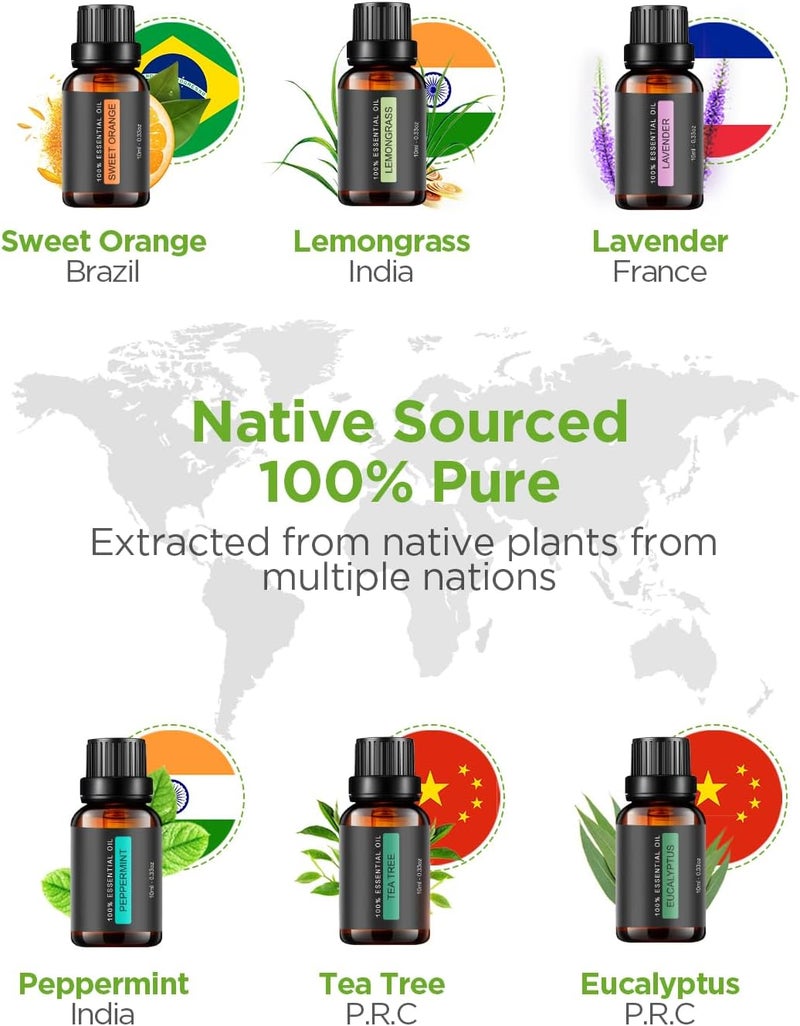 InnoGear Essential Oil Diffuser with Oils, 100ml Aromatherapy Diffuser with 6 Essential Oils Set, Aroma Cool Mist Humidifier Gift Set, Dark Wood Grain - Image 5