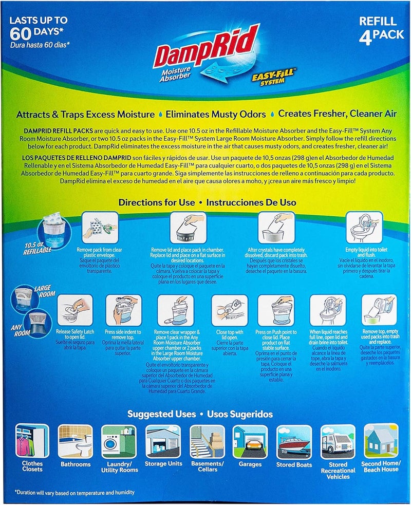 DampRid FG92 Moisture Absorber Easy-Fill System Refill - 4 Pack of 10.5 Ounce Packets - Image 3